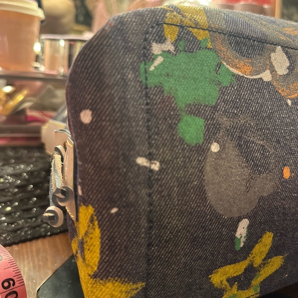 Dooney And Bourke  rare rare denim splash with white leather trim, gold hardware - Picture 12 of 16